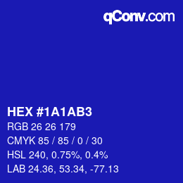 Color code: HEX #1A1AB3 | qconv.com