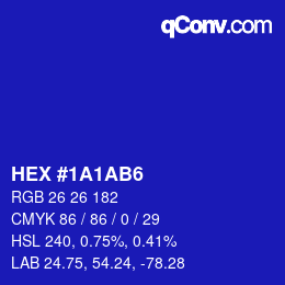 Color code: HEX #1A1AB6 | qconv.com