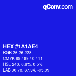 Color code: HEX #1A1AE4 | qconv.com