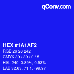 カラーコード: HEX #1A1AF2 | qconv.com