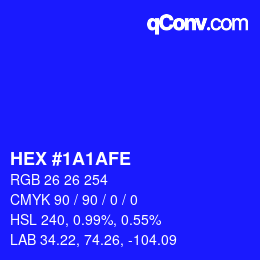 Color code: HEX #1A1AFE | qconv.com