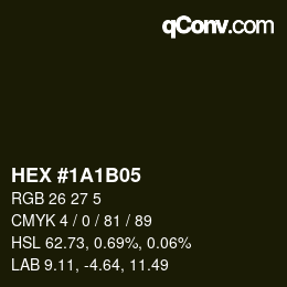Farbcode: HEX #1A1B05 | qconv.com