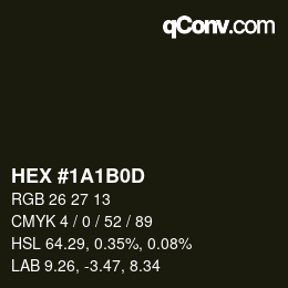 Color code: HEX #1A1B0D | qconv.com