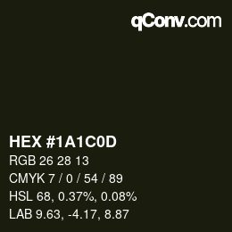 Color code: HEX #1A1C0D | qconv.com