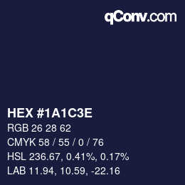 Color code: HEX #1A1C3E | qconv.com