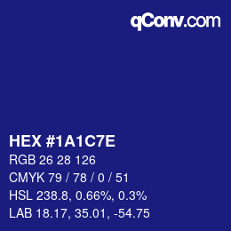 Color code: HEX #1A1C7E | qconv.com