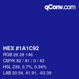 Color code: HEX #1A1C92 | qconv.com