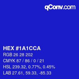 Color code: HEX #1A1CCA | qconv.com