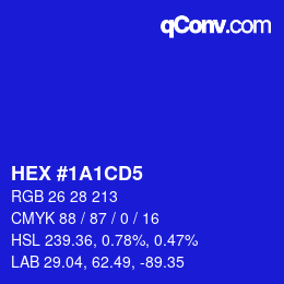 Color code: HEX #1A1CD5 | qconv.com
