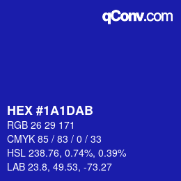 カラーコード: HEX #1A1DAB | qconv.com