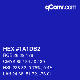 颜色代码: HEX #1A1DB2 | qconv.com