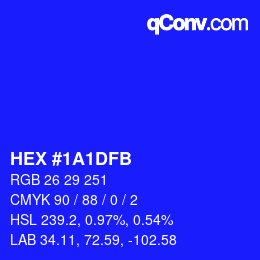 Color code: HEX #1A1DFB | qconv.com