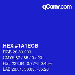Color code: HEX #1A1ECB | qconv.com