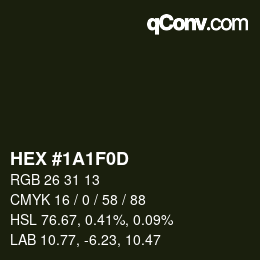 Color code: HEX #1A1F0D | qconv.com