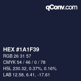 Color code: HEX #1A1F39 | qconv.com