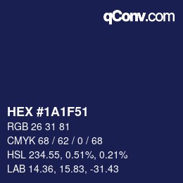 Color code: HEX #1A1F51 | qconv.com