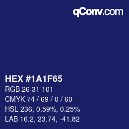 颜色代码: HEX #1A1F65 | qconv.com