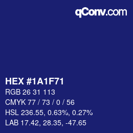 Farbcode: HEX #1A1F71 | qconv.com