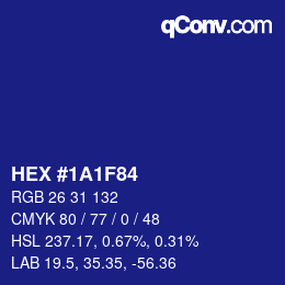 Color code: HEX #1A1F84 | qconv.com