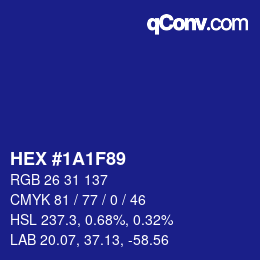 Color code: HEX #1A1F89 | qconv.com