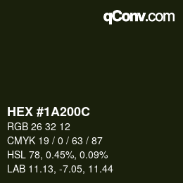 Color code: HEX #1A200C | qconv.com