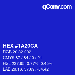 カラーコード: HEX #1A20CA | qconv.com