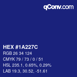 Color code: HEX #1A227C | qconv.com