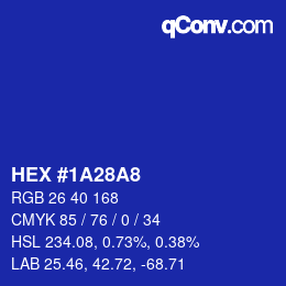 Color code: HEX #1A28A8 | qconv.com