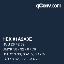 Color code: HEX #1A2A3E | qconv.com
