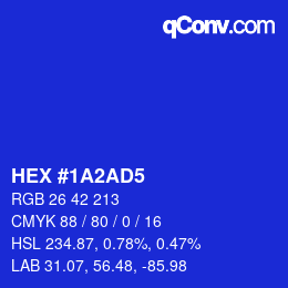 Color code: HEX #1A2AD5 | qconv.com
