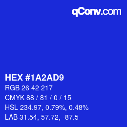 Color code: HEX #1A2AD9 | qconv.com