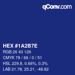 カラーコード: HEX #1A2B7E | qconv.com