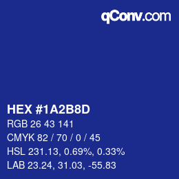 カラーコード: HEX #1A2B8D | qconv.com