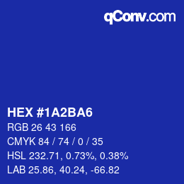Color code: HEX #1A2BA6 | qconv.com