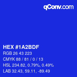 Color code: HEX #1A2BDF | qconv.com