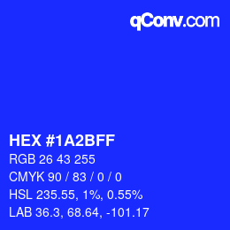 カラーコード: HEX #1A2BFF | qconv.com