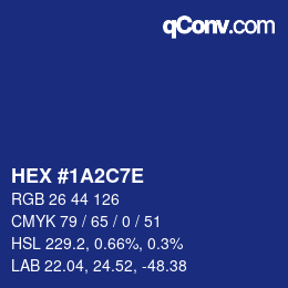 Color code: HEX #1A2C7E | qconv.com
