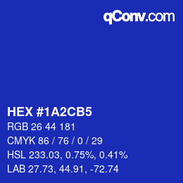 Color code: HEX #1A2CB5 | qconv.com