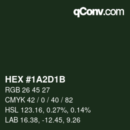 Color code: HEX #1A2D1B | qconv.com