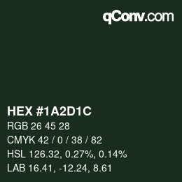 Color code: HEX #1A2D1C | qconv.com