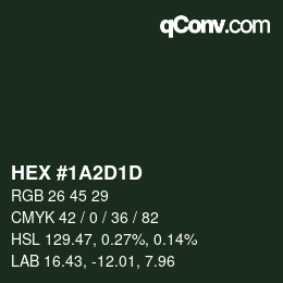 Color code: HEX #1A2D1D | qconv.com