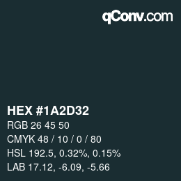 Color code: HEX #1A2D32 | qconv.com