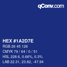 Farbcode: HEX #1A2D7E | qconv.com