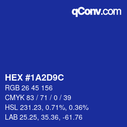 カラーコード: HEX #1A2D9C | qconv.com