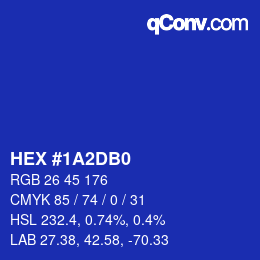 カラーコード: HEX #1A2DB0 | qconv.com