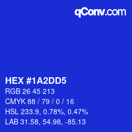 カラーコード: HEX #1A2DD5 | qconv.com