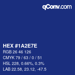 Color code: HEX #1A2E7E | qconv.com