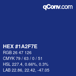 カラーコード: HEX #1A2F7E | qconv.com