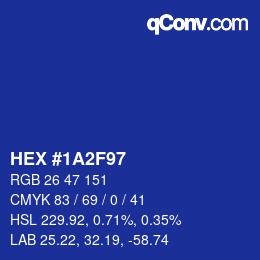 Color code: HEX #1A2F97 | qconv.com