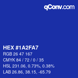 Color code: HEX #1A2FA7 | qconv.com